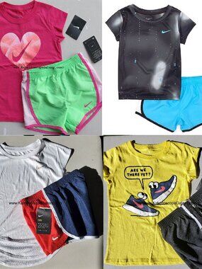 Nike Girls Size 6 Running Shorts w/ T-Shirts - 8pc - New Spring Summer